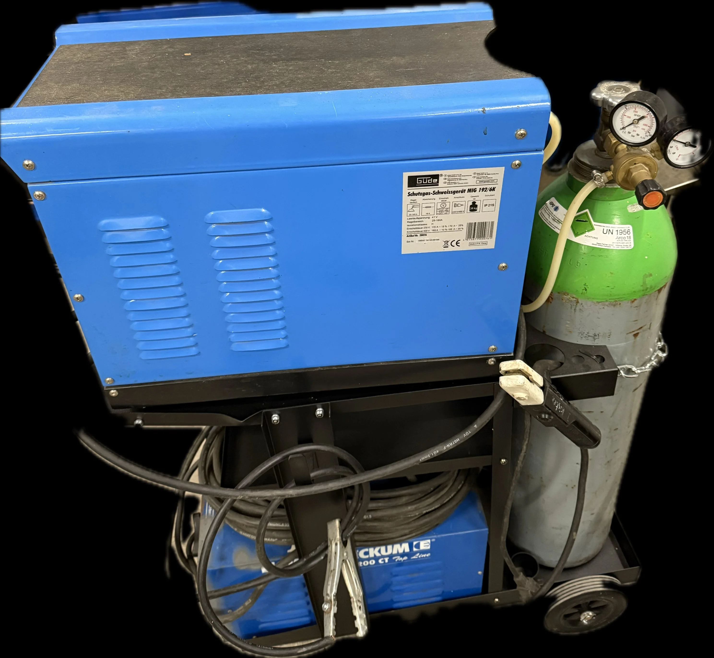 Schutzgasschweißgerät komplett mit Gasflasche für Stahl